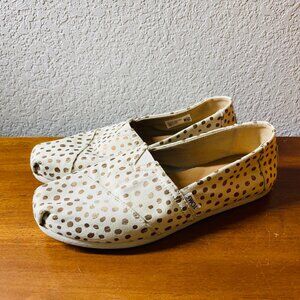 TOMS Womens Cream Rose Gold Polka Dots Classic Alpargata Slip On Shoes Size 8